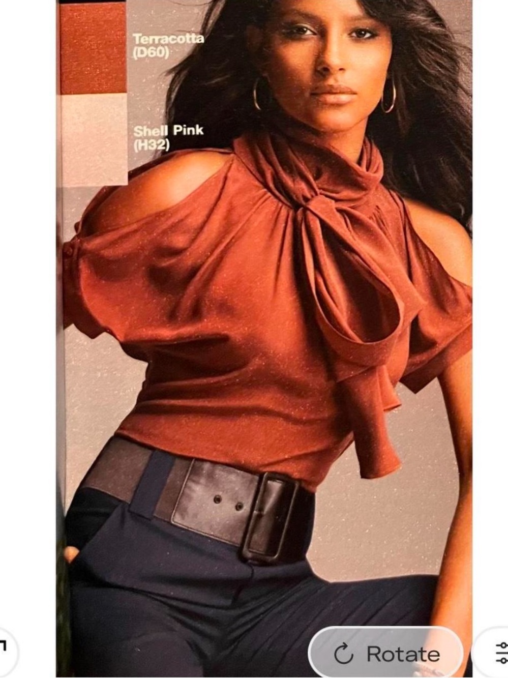 Victoria's Secret Terracotta Cold-Shoulder Tie-Neck Blouse Size M